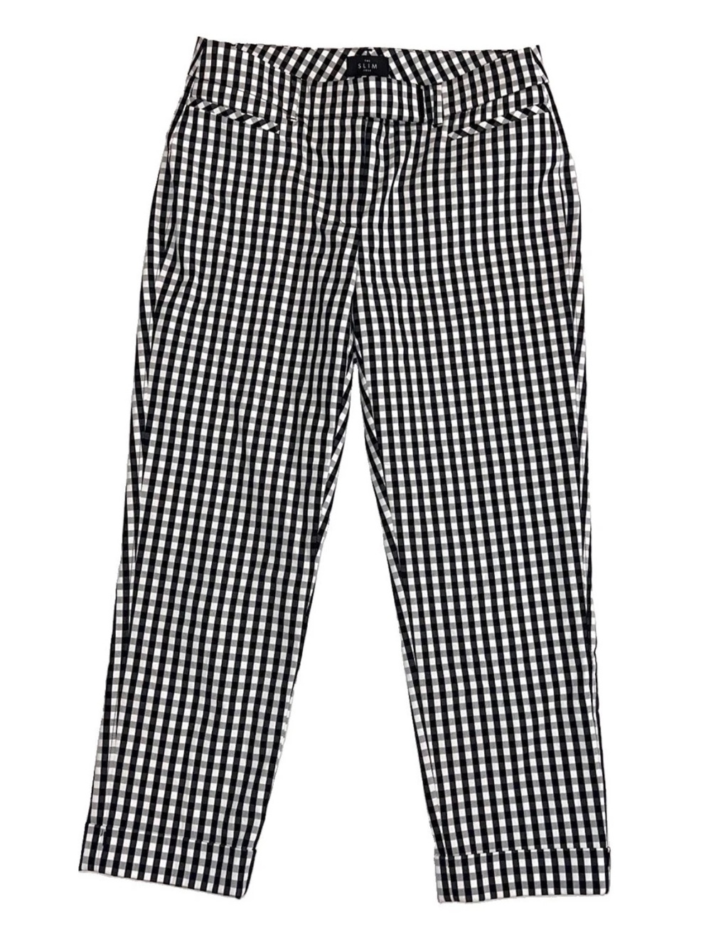 White House Black Market Gingham Plaid Slim Cropped Pants Sz 2 - Picture 2 of 7